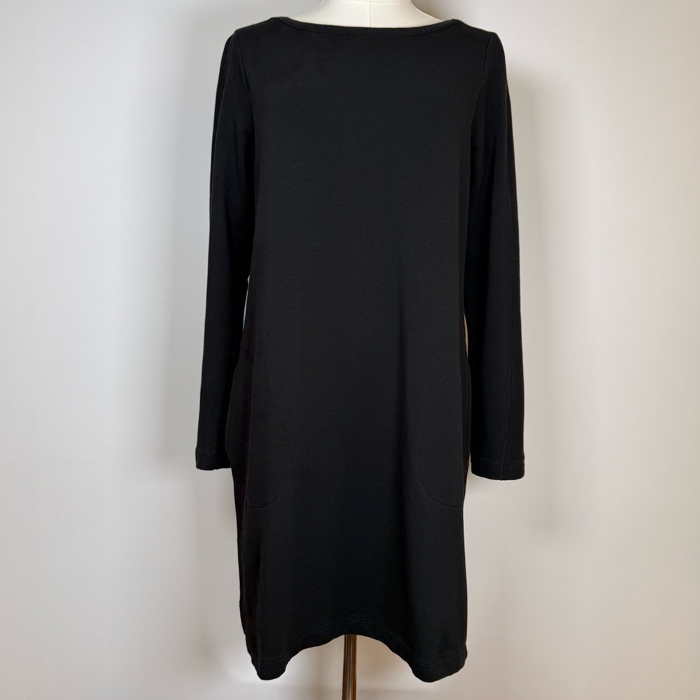 Pure Jill Soft Cozy Dress Tunic Black Cotton Blend Pockets Women’s Size Small